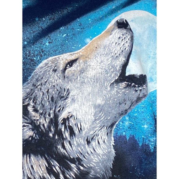 Wolves Moon Howl NO TAG NO Care Info Blue T shirt READ DETAILS - Picture 7 of 7
